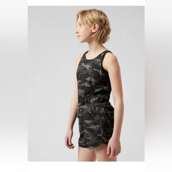 Athleta Girl On The Go Romper Gray & black Camo Size large 12 camouflage - Picture 1 of 8